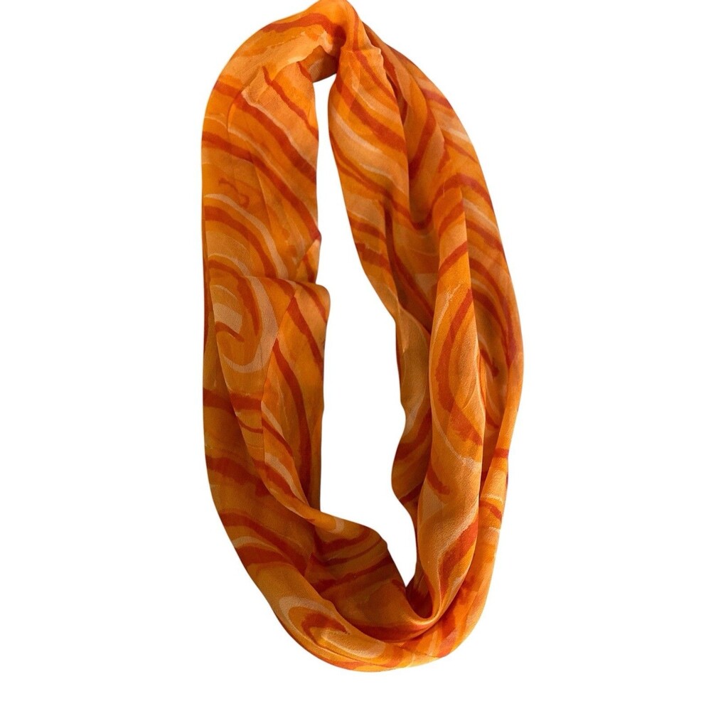 Vintage 60s Vera Neuman Scarf Orange Silk Infinity Circle Mod Psychedelic